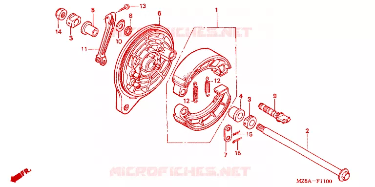 FLASQUE - MACHOIRES DE FREIN ARRIERE Honda MOTO 600 SHADOW 2002  VT600CD2