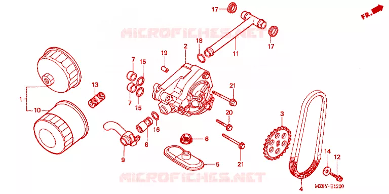 FILTRE A HUILE - POMPE A HUILE Honda MOTO 600 SHADOW 2000  VT600CD2Y