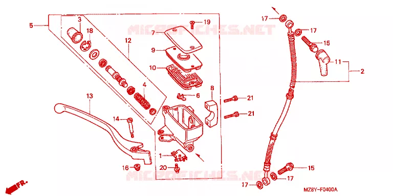 MAITRE CYLINDRE DE FREIN AVANT Honda MOTO 600 SHADOW 2000  VT600CD2Y
