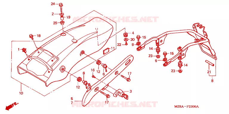 GARDE-BOUE ARRIERE Honda MOTO 600 SHADOW 2003  VT600CD3