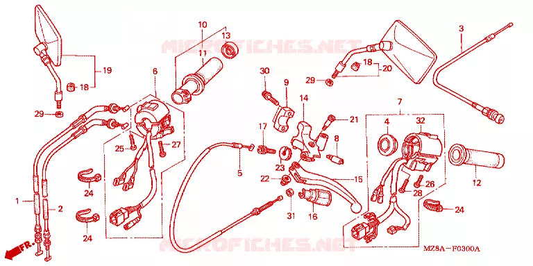 LEVIER DE GUIDON - CABLE - COMMODO Honda MOTO 600 SHADOW 2003  VT600CD3