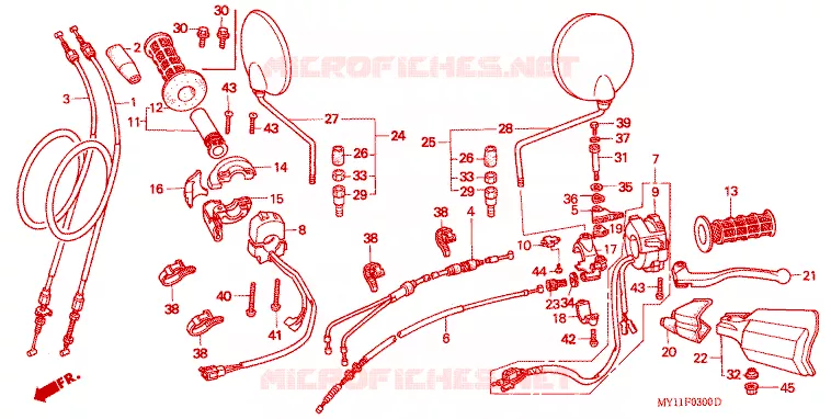 LEVIER DE GUIDON - CABLE - COMMODO Honda MOTO 750 AFRICA-TWIN 2000  XRV750Y