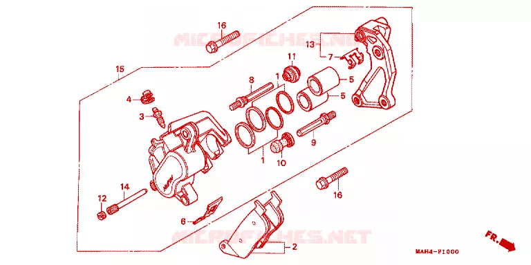 ETRIER DE FREIN AVANT Honda MOTO 1100 SHADOW 1995  VT1100CS