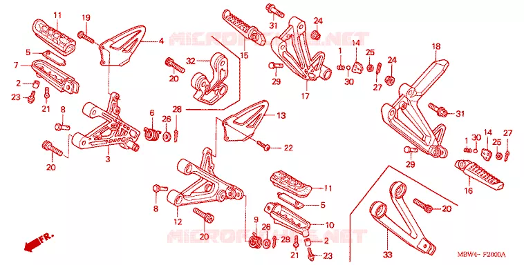 REPOSE PIED Honda MOTO 600 CBR 2001  CBR600F41