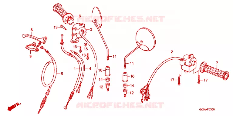 CABLES - COMMODOS - LEVIERS - POIGNEES Honda SCOOTER 50 C50 2016  C50LMG