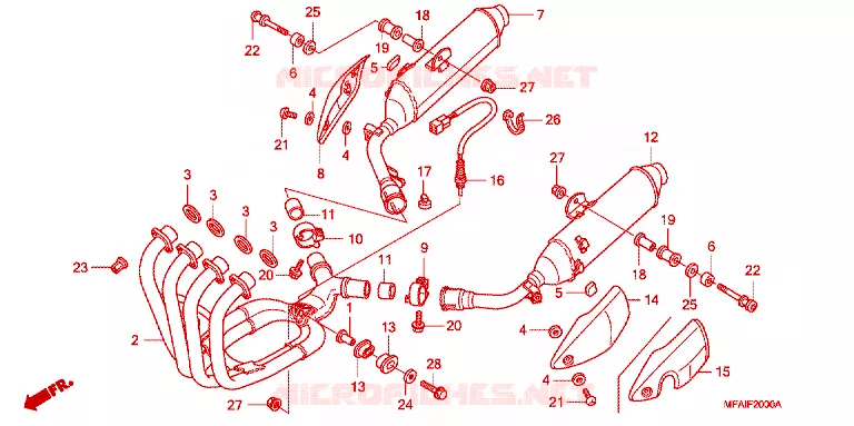 SILENCIEUX D'ECHAPPEMENT Honda MOTO 1000 CBF 2008  CBF10008