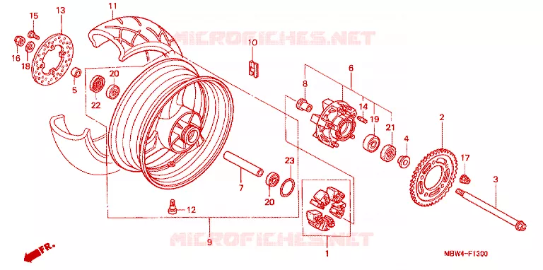 ROUE ARRIERE Honda MOTO 600 CBR 2000  CBR600F4Y