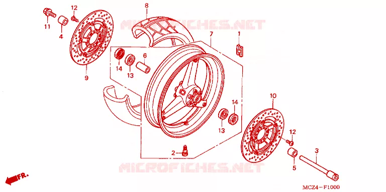 ROUE AVANT Honda MOTO 900 HORNET 2004  CB900F4