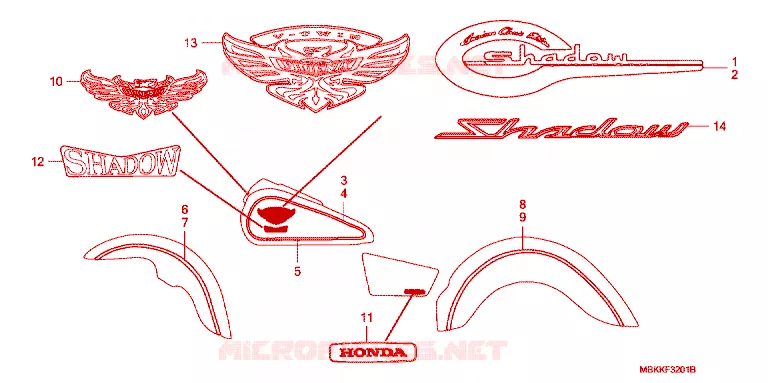 AUTOCOLLANTS Honda MOTO 400 SHADOW 2005  NV400C5