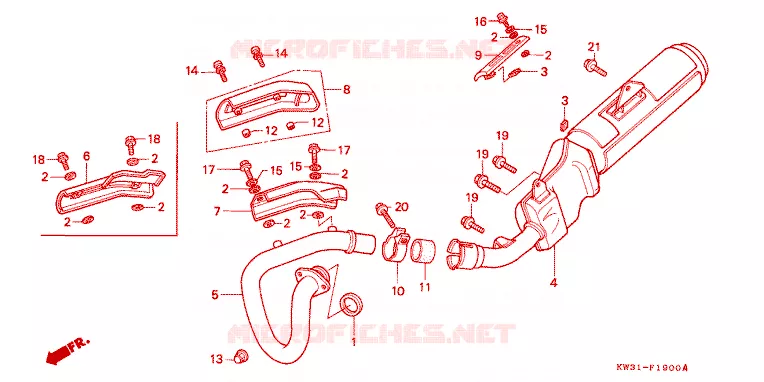 SILENCIEUX D'ECHAPPEMENT Honda MOTO 250 NX 1993  NX250K_J