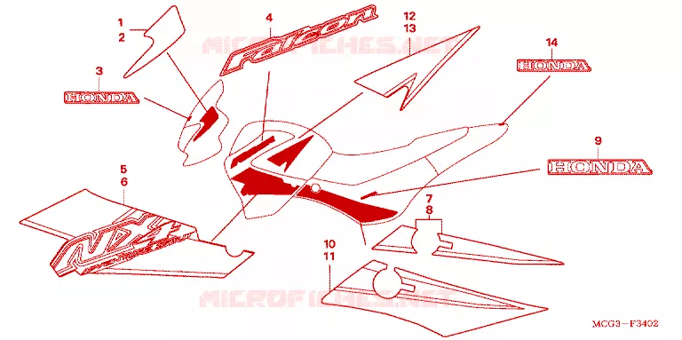 AUTOCOLLANTS Honda MOTO 400 NX 2004  NX4004
