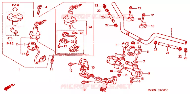 GUIDON - TE DE FOURCHE Honda MOTO 400 NX 2008  NX4007