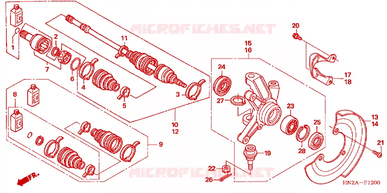 ARBRE DE ROUE  Honda ATV 500 FOURTRAX 2008  TRX500FA8