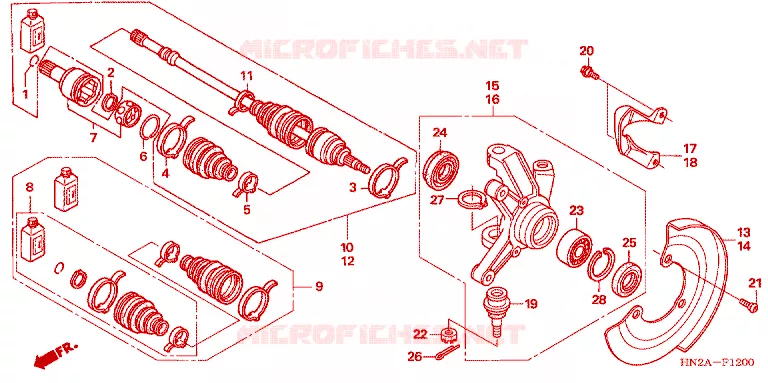 ARBRE DE ROUE  Honda ATV 500 FOURTRAX 2008  TRX500FA8