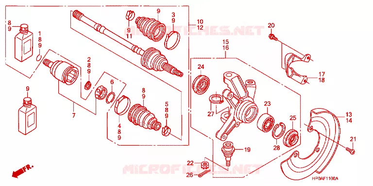ARBRE DE ROUE  Honda ATV 500 FOURTRAX 2008  TRX500FE8