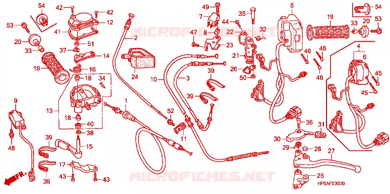LEVIER DE GUIDON - CABLE - COMMODO Honda ATV 500 FOURTRAX 2008  TRX500FM8