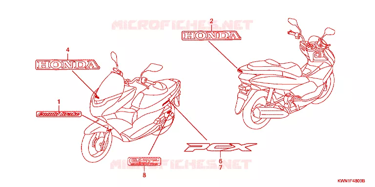 AUTOCOLLANTS Honda SCOOTER 125 PCX 2012  WW125EX2C