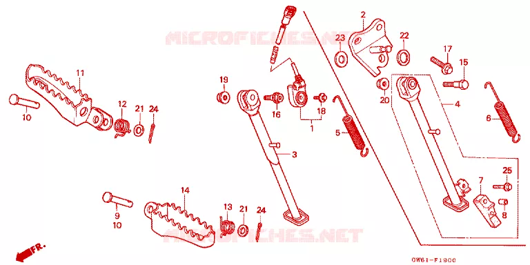 REPOSE PIED - BEQUILLE Honda MOTO 80 CRM 1992  CRM80P