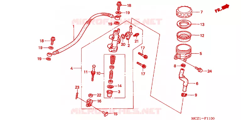 MAITRE-CYLINDRE DE FREIN ARRIERE Honda MOTO 900 HORNET 2003  CB900F1