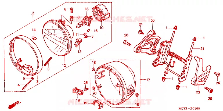 PHARE Honda MOTO 900 HORNET 2003  CB900F1