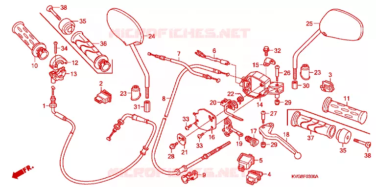 LEVIER DE GUIDON - CABLE - COMMODO Honda SCOOTER 110 WAVE 2008  ANC110ACT8