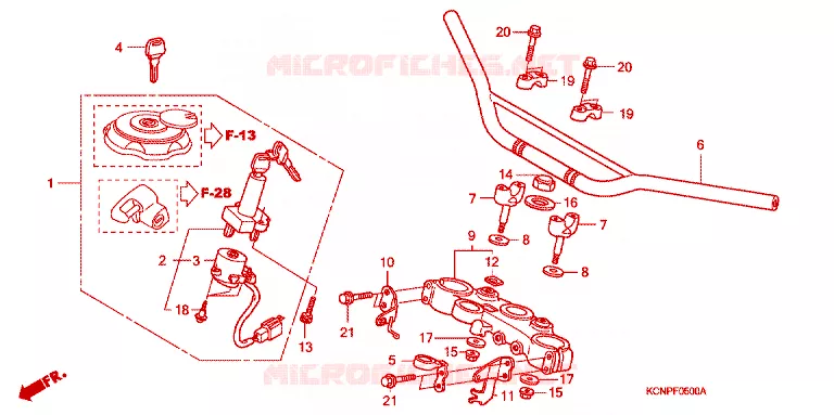 GUIDON - TE DE FOURCHE Honda MOTO 200 XR 2004  XR2003