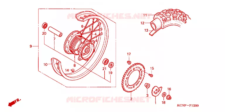 ROUE ARRIERE Honda MOTO 200 XR 2003  XR2003