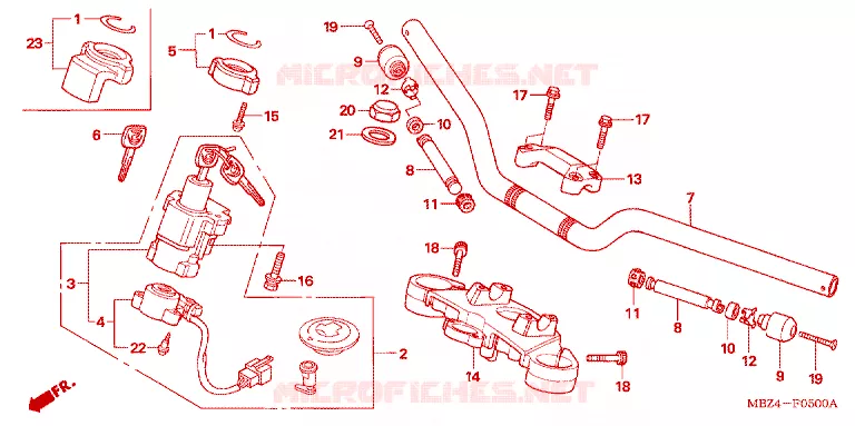 GUIDON - TE DE FOURCHE Honda MOTO 600 HORNET 2004  CB600F4_A