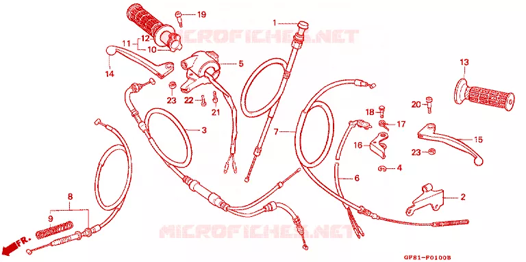 LEVIER DE GUIDON - CABLE - COMMODO Honda MOTO 50 QR 1995  QR50R