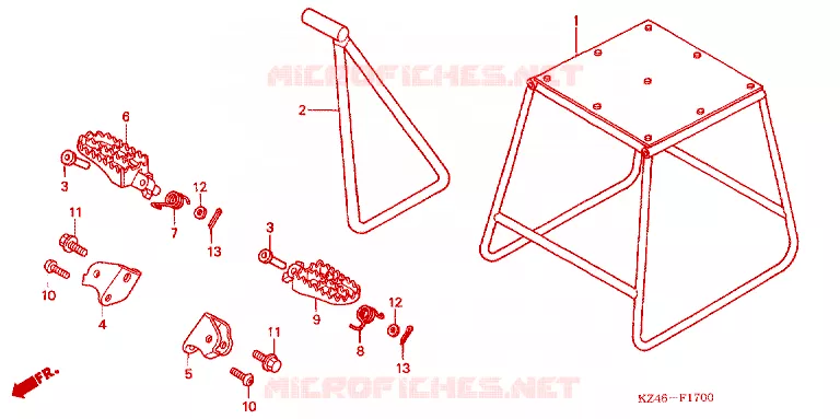 BEQUILLE - REPOSE PIEDS Honda MOTO 125 CR 2000  CR125RY