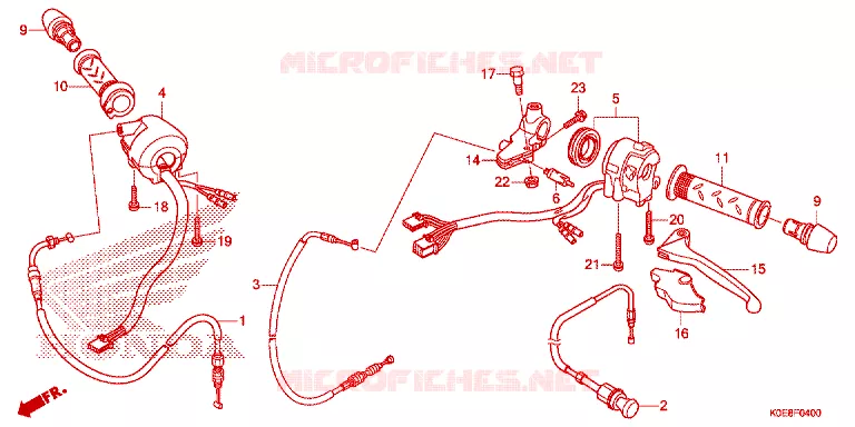 LEVIER DE GUIDON - CABLE - COMMODO Honda MOTO 160 CBF 2020  CBF160FSK
