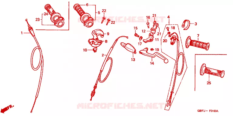 LEVIER DE GUIDON - CABLE - COMMODO Honda MOTO 80 CR 2001  CR80R1