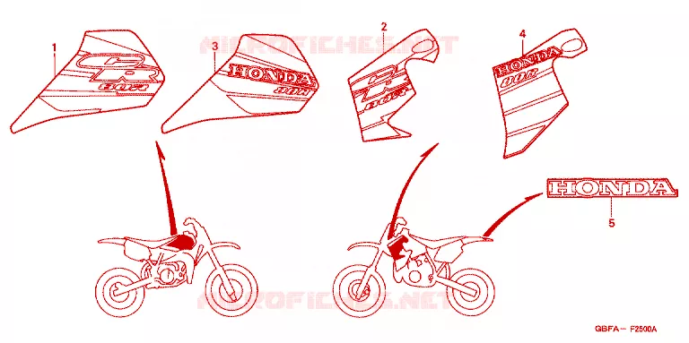AUTOCOLLANTS Honda MOTO 80 CR 2000  CR80RY