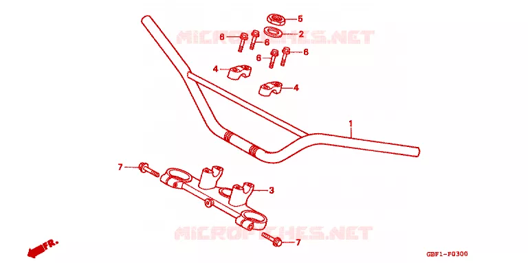 GUIDON - TE DE FOURCHE Honda MOTO 80 CR 1997  CR80RV