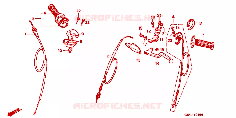LEVIER DE GUIDON - CABLE - COMMODO Honda MOTO 80 CR 1999  CR80RX