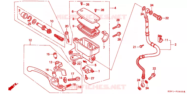 MAITRE CYLINDRE DE FREIN AVANT Honda MOTO 250 VT 1992  VT250FN