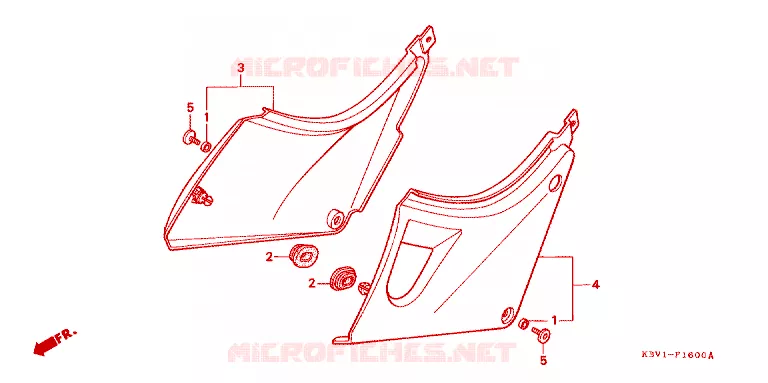 COUVERCLES LATERAUX Honda MOTO 250 VT 1992  VT250FN