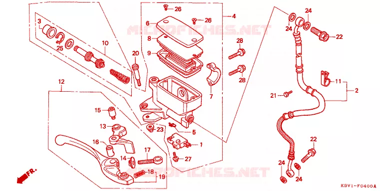 MAITRE CYLINDRE DE FREIN AVANT Honda MOTO 250 VT 1992  VT250FN