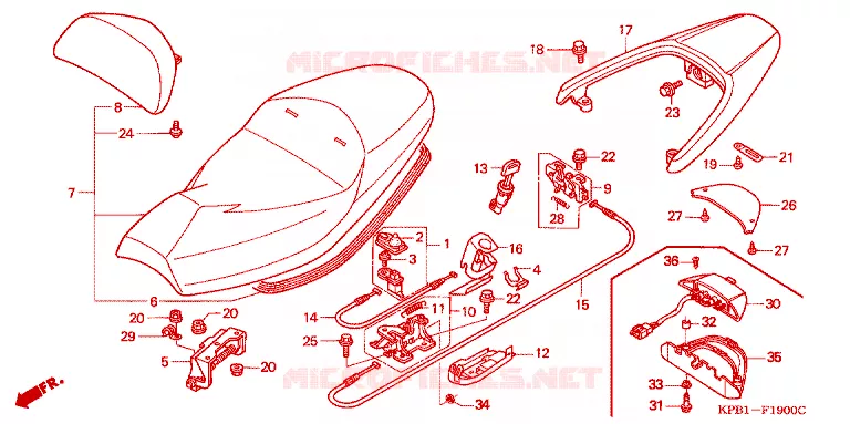 SELLE - POIGNEE ARRIERE Honda SCOOTER 250 FORZA 2000  NSS250AY