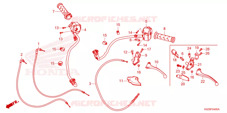 LEVIER DE GUIDON - CABLE - COMMODO Honda MOTO 350 CB 2023  CB350RSP