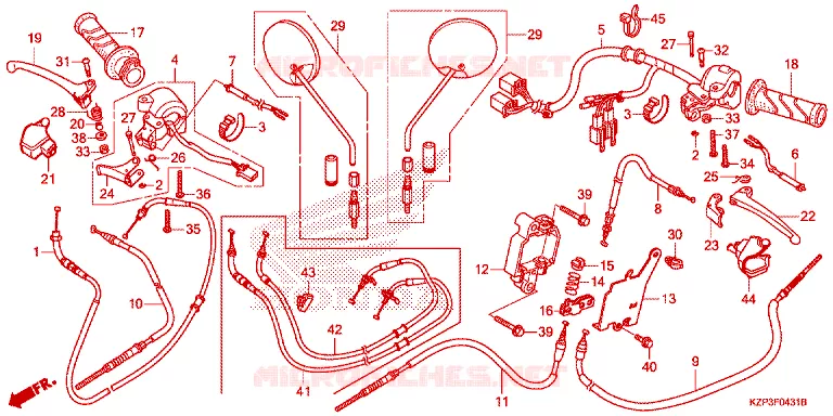 LEVIER DE GUIDON - CABLE - COMMODO Honda MOTO 110 BENLY 2019  MW1101WHG