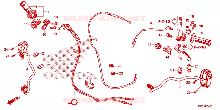 LEVIER DE GUIDON - CABLE - COMMODO Honda MOTO 450 CRF 2024  CRF450RLR
