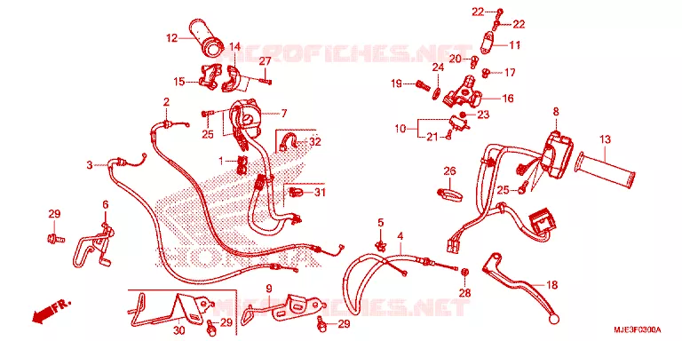 LEVIER DE GUIDON - CABLE - COMMODO Honda MOTO 650 CBR 2017  CBR650FH