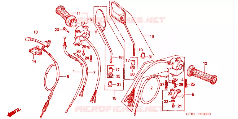 LEVIER DE GUIDON - CABLE - COMMODO Honda MOTO 90 CUB 1993  C90DP