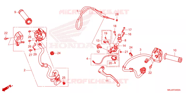 LEVIER DE GUIDON - CABLE - COMMODO Honda MOTO 1000 CB 2024  CB1000RAR