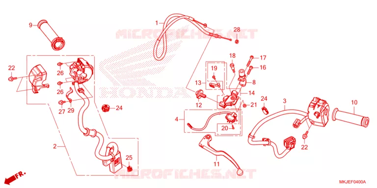 LEVIER DE GUIDON - CABLE - COMMODO Honda MOTO 1000 CB 2024  CB1000RAR