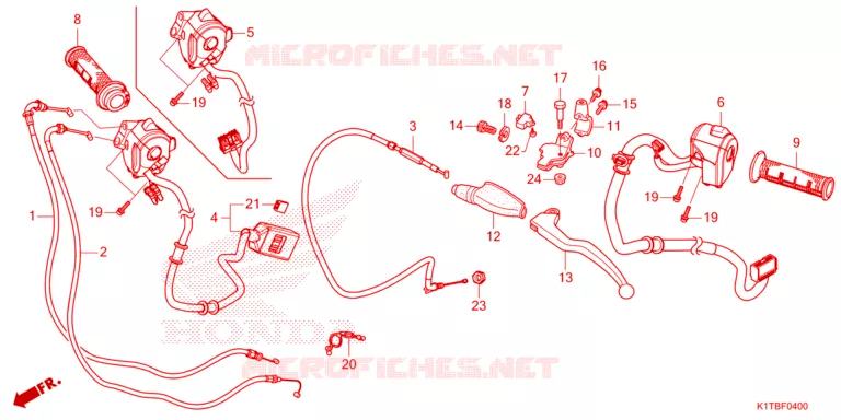 LEVIER DE GUIDON - CABLE - COMMODO Honda MOTO 300 CRF 2024  CRF300LAR