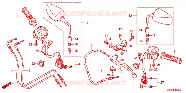 LEVIER DE GUIDON - CABLE - COMMODO Honda MOTO 600 HORNET 2009  CB600F9_BR