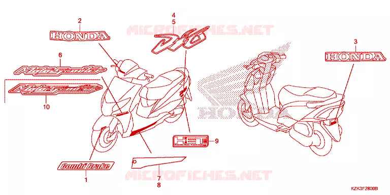 AUTOCOLLANTS Honda SCOOTER 110 DIO 2018  SCV110FH