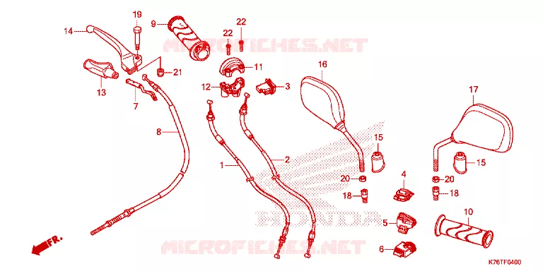 LEVIER DE GUIDON - CABLE - COMMODO Honda MOTO 110 CUB 2018  NBC110MDFJ
